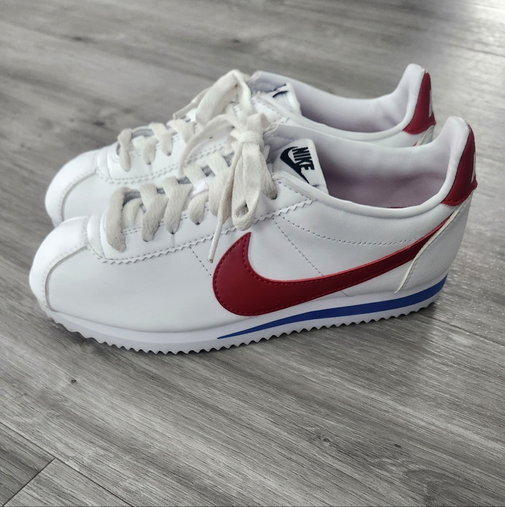 Nike Womens Classic Cortez White Varsity Red Blue 'Forest Gump' Size 5.5 Womens - Picture 6 of 13